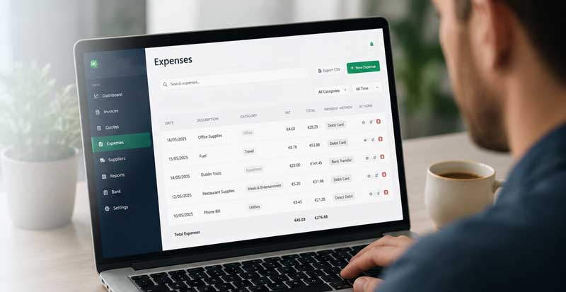 Man inputting his expenses on Lite Books Ireland