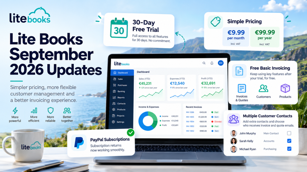 Updates to Lite Books Irish accounting app for September 2026